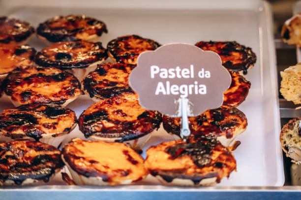 Close-up of Pastel de nata (Portuguese: pasteis de nata), a famous Portuguese egg custard tart pastry