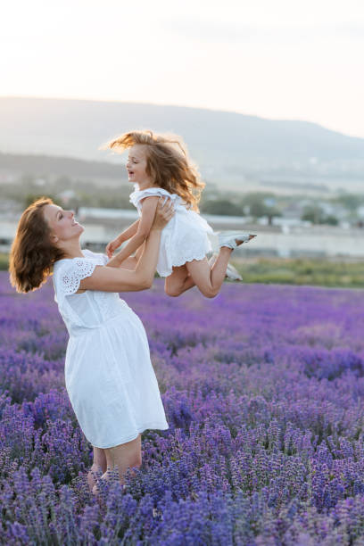 istock Mother with kid daughter in lavender 2198935650