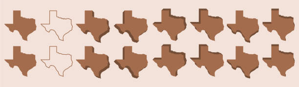 Texas map vector pack solid flat outline 3D shadow isometric independence day Texas map vector pack solid flat outline 3D shadow isometric independence day isolated cut out el paso sign stock illustrations