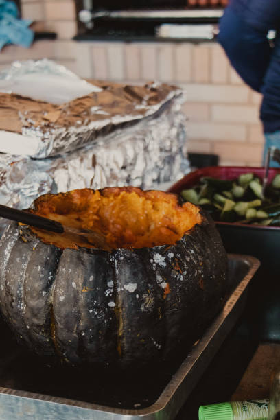 istock Baked Pumpkin Dish Served at Outdoor Event 2198936811