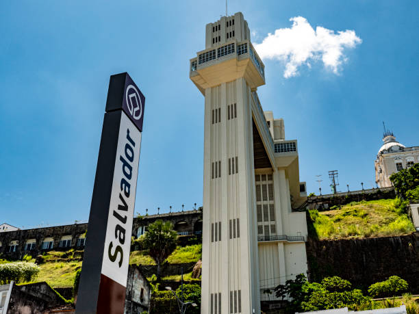 03.02.2025 Salvador de Bahia, Brazil. The beautifully restored and emblematic, art deco Elevador Lacerda connects the Cidade Alta with Comércio via four elevators traveling 72m in 30 seconds.