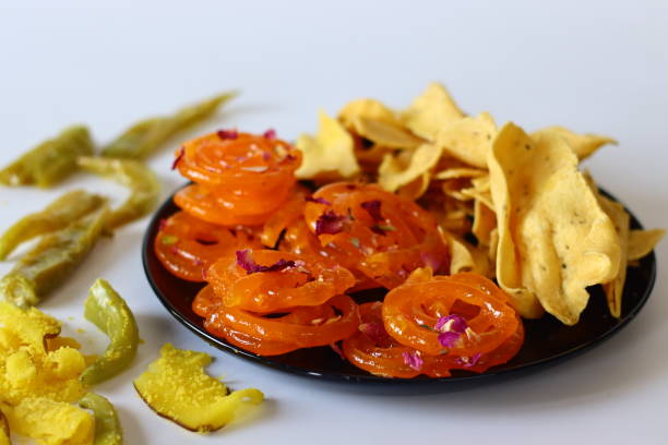 istock Jalebi with fafda, a beloved combination from Gujarat, India 2198939231