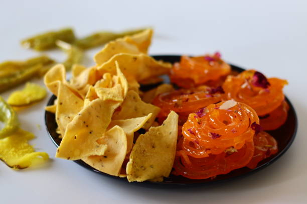 istock Jalebi with fafda, a beloved combination from Gujarat, India 2198939243