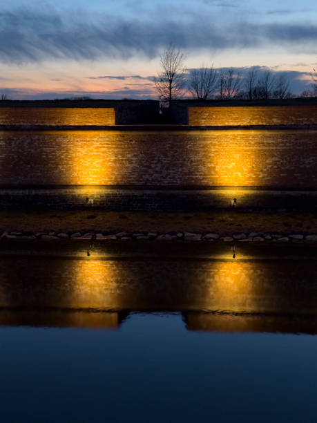 istock ancient brick walls illuminated by spotlights 2198943404