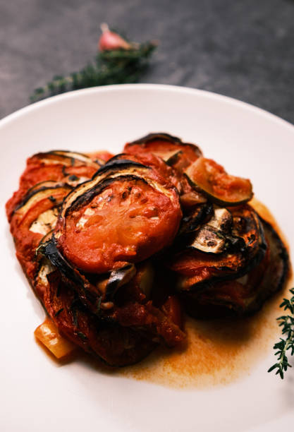 istock Fresh French ratatouille on a white plate. 2198951247