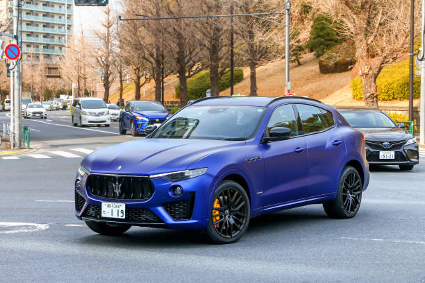 Tokyo, Japan - January 15, 2025: Executive crossover SUV Maserati Levante in the city street.