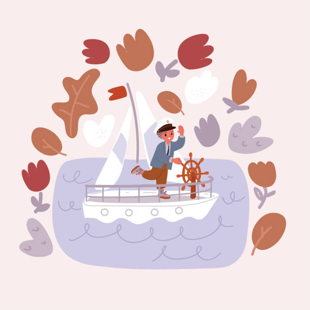 istock Vector illustration of Little Sailor with Marine - Nautical Theme collection for kids. 2198961955
