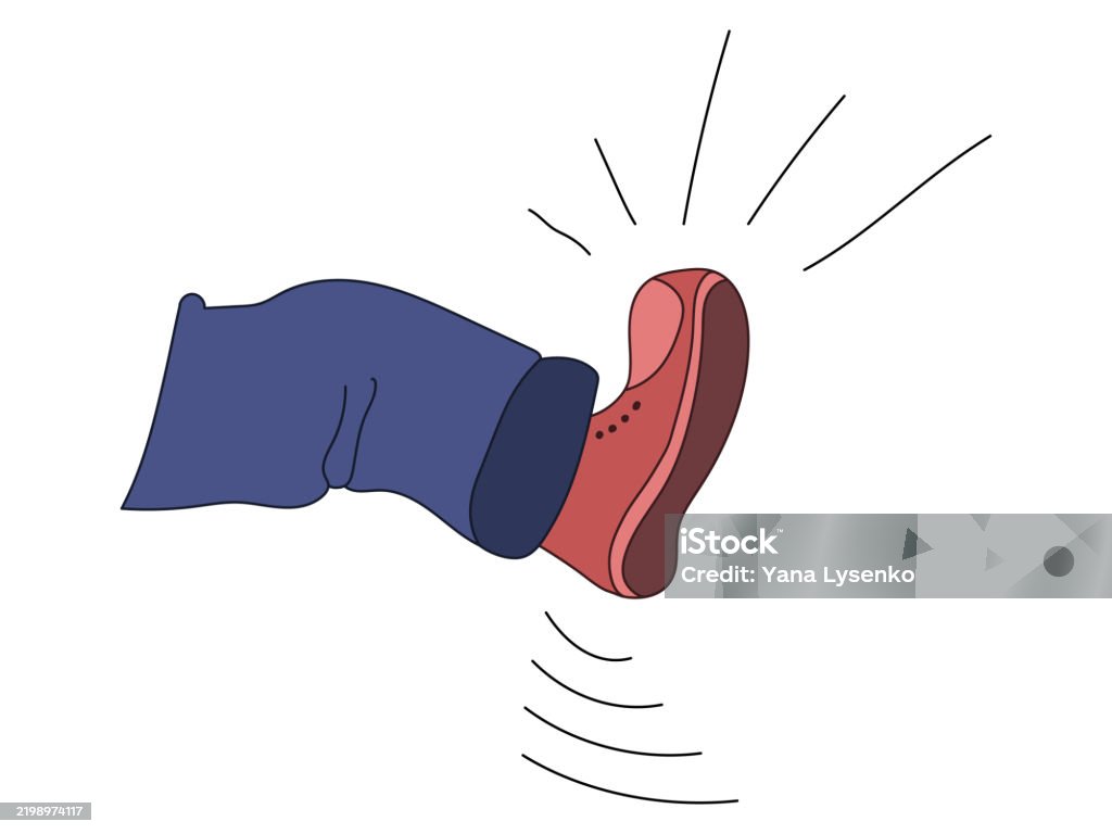 Ilustração de um pé em um sapato vermelho chutando isolado no fundo branco. Conceito de movimento, ação, gesto dinâmico, elemento de design gráfico, força, violência, agressão, motivação, chute, energia - Vetor de Chutar royalty-free Ilustração de um pé em um sapato vermelho chutando isolado no fundo branco. Conceito de movimento, ação, gesto dinâmico, elemento de design gráfico, força, violência, agressão, motivação, chute, energia - Vetor de Chutar royalty-free