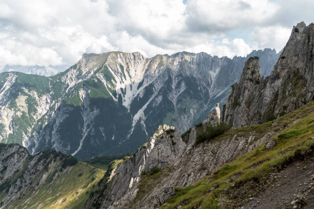 Ursprungssattel Nordlinger hut on Karwendel Hohenweg, Austria in autumn