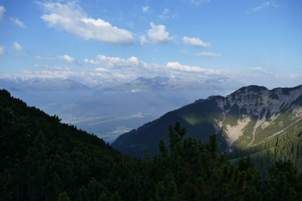 Mountain panorama at Karwendel Hohenweg, Austria in autumn