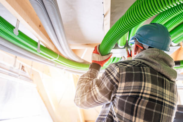 istock Air Condition Ducts Installation Performed by Professional Technician 2198985565
