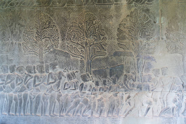 Siem Reap, Cambodia- February 2, 2014: Angkor Wat is a temple complex in the province of Siem Reap, Cambodia originally dedicated to the Hindu god Vishnu in the 12th century CE. It is among the largest religious buildings ever created. Its name means \