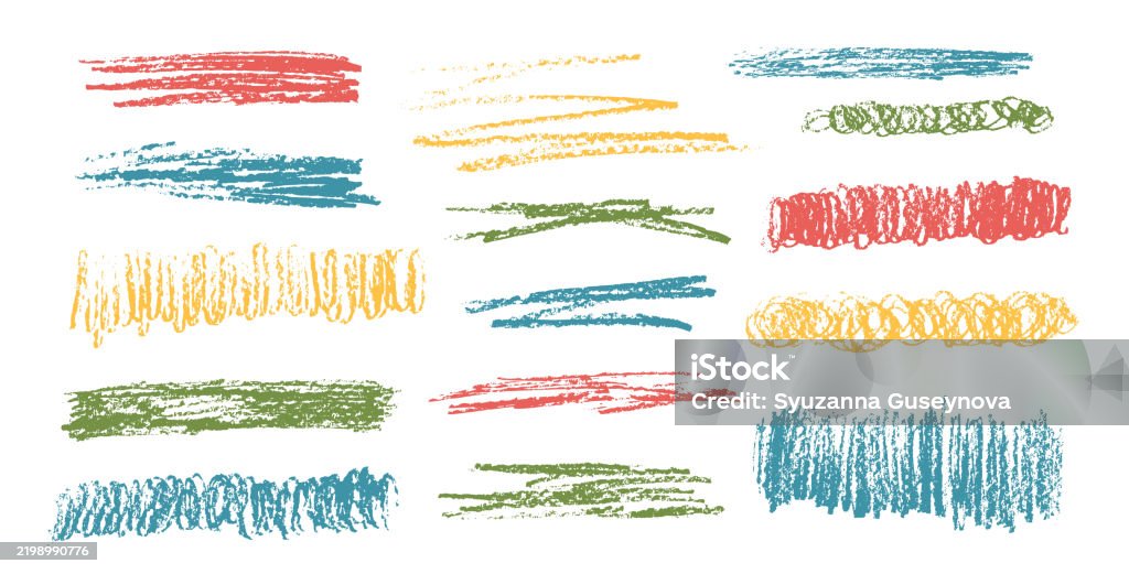 Crayon Simple Line Crayon Underline Set Pencil Scribble Lines Pack Vector Hand Drawn Brush ...