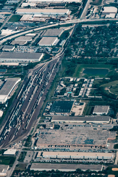 istock Aerial view of the CN Schiller Park Intermodel rail yard 2198996506