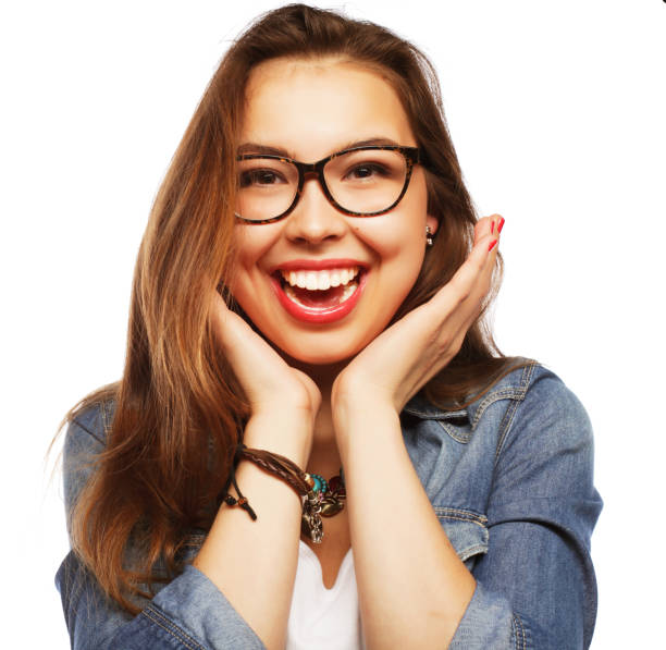 istock calm and friendly woman with glasses 2199004165
