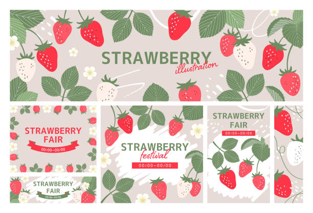 Strawberry illustration template set_5 Strawberry illustration template set_5 strawberry stock illustrations