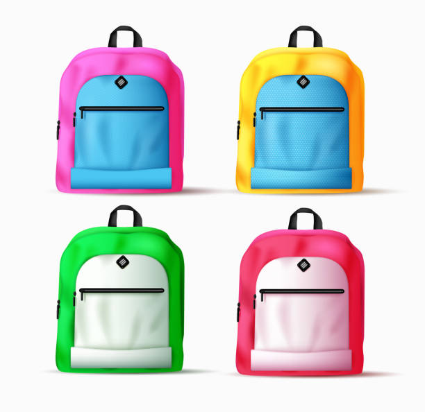 istock Schoolbag vector set design. Back to school student bag, travel backpack and office colorful elements collection. 2199008038
