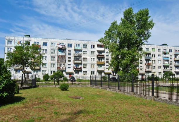 Many large apartment buildings were built in the Soviet Union after World War II