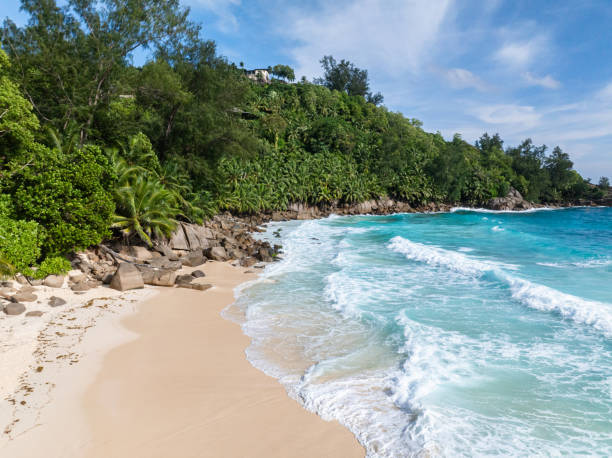 istock Beautiful sandy beach and blue ocean. Seychelles. 2199016688