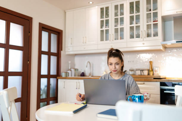 istock Online learning from the coziness of home 2199016897