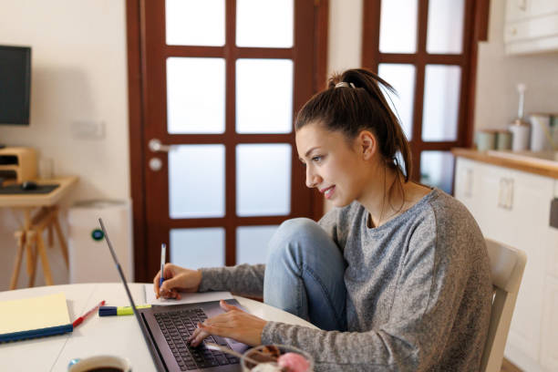 istock Online learning from the coziness of home 2199017043