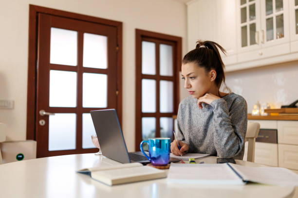 istock Online learning from the coziness of home 2199017116