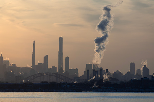 Stack Skyline Smoke Stack Skyline Plume Stock Photo - Download Image Now - Air ...