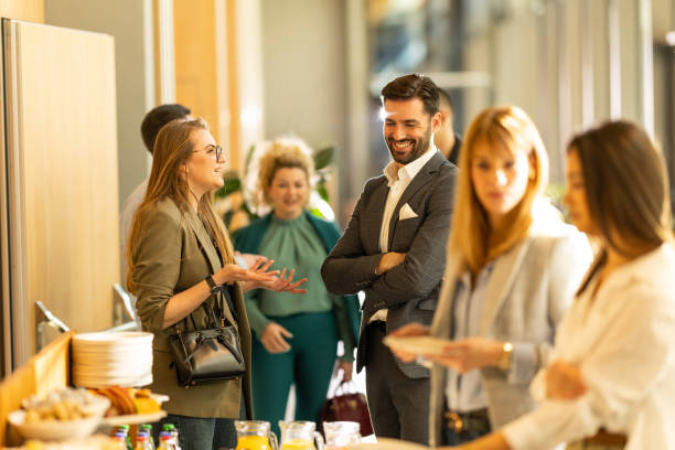 istock Businesspeople during break on seminar 2199035003