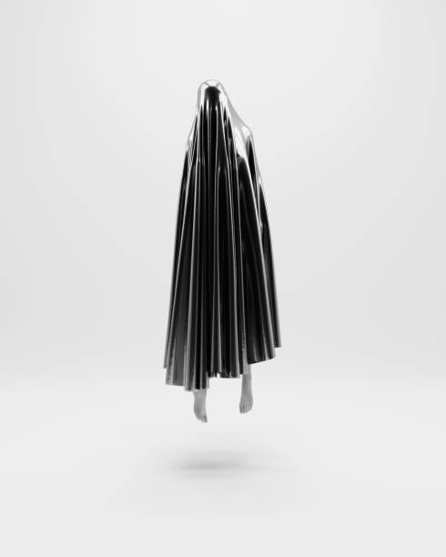 istock Ghost spirit floating silver white gray sheet shroud woman 2199035292