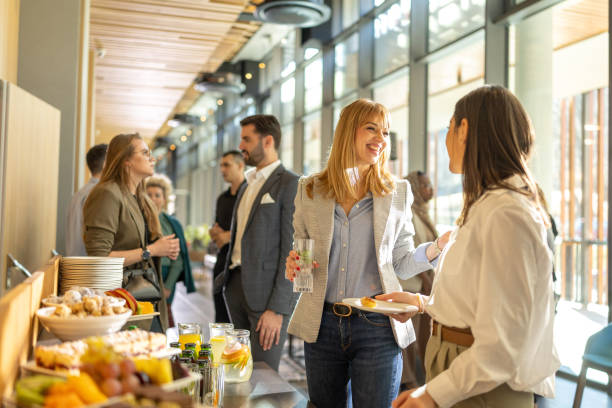 Diverse businesspeople during break on seminar