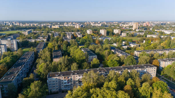 istock Aerial View of Residential Area with Greenery 2199035991