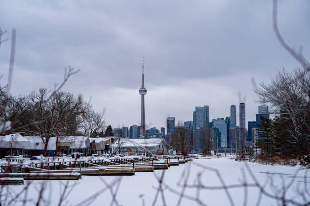 istock Snow-covered winter view of Toronto Islands. 2199039277