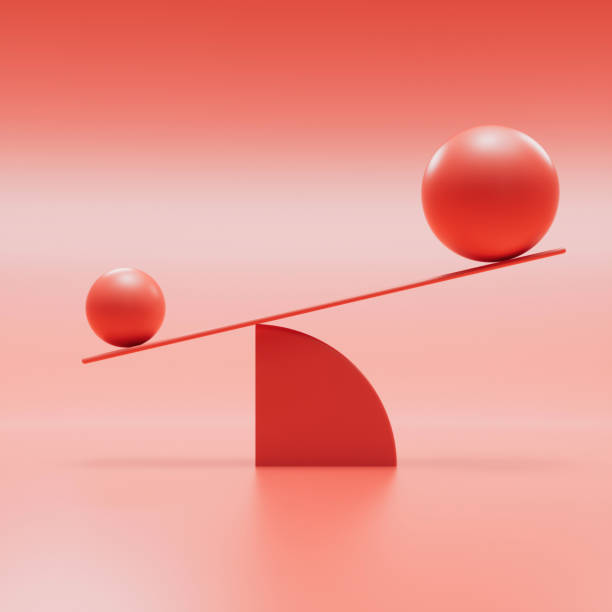 istock Abstract concept clean balance red scene glossy with geometric shapes 2199043620