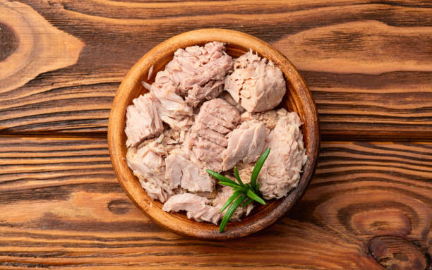 istock Canned tuna in bowl photography . Top view 2199047098