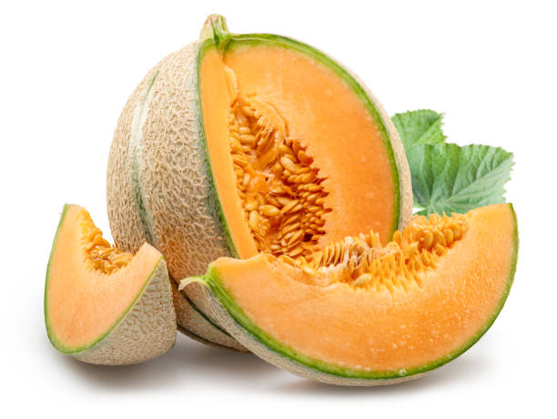 istock Cantaloupe melon with melon slices isolated on white background. File contains clipping paths. 2199058951