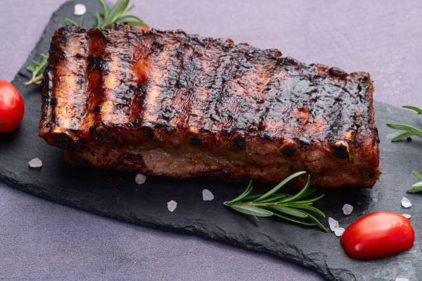 istock Grilled Pork ribs barbecue photography . Top view 2199061209