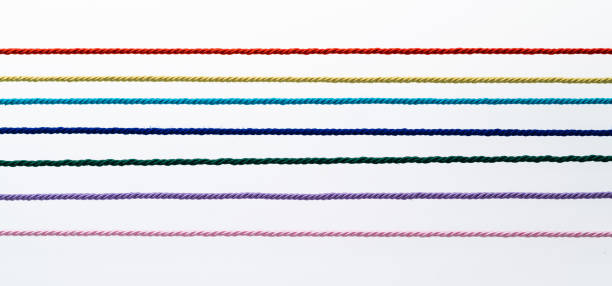 Collection of colorful various strings on white background
