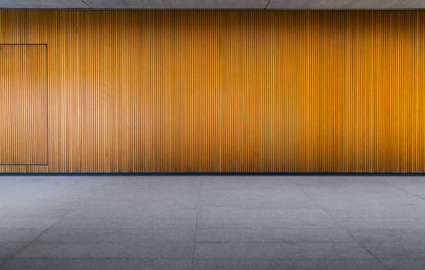 istock Empty room wood docoration wall on marble floor 2199062548