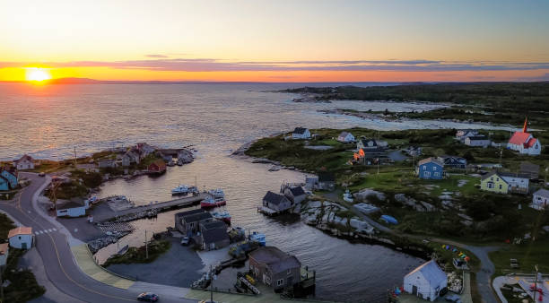 istock Peggy's Cove at sunset: drone 2199063097