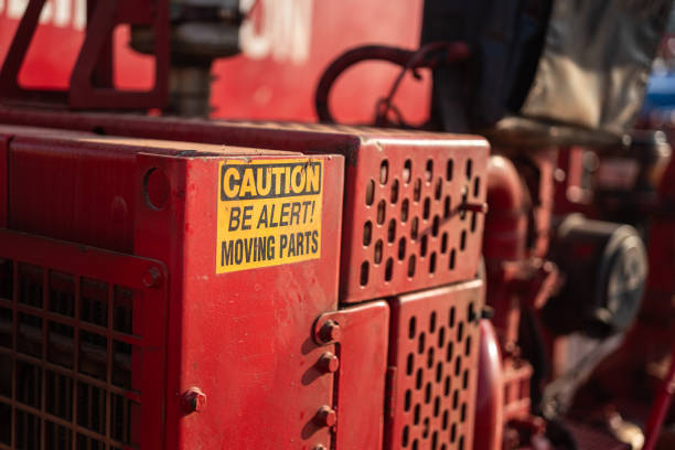 istock Caution safety sign of moving part inside the machine. 2199064721