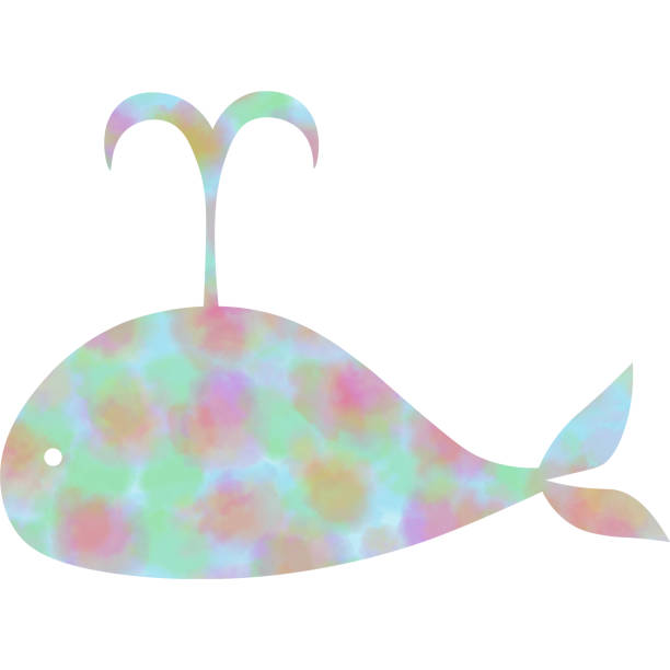 istock Clip art of the image of a whale icon with beautiful watercolor pattern. 2199066421