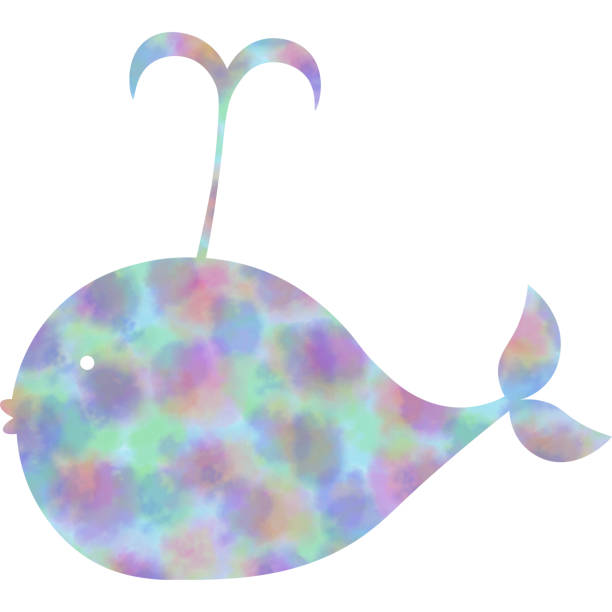 istock Clip art of the image of a whale icon with beautiful watercolor pattern. 2199070481