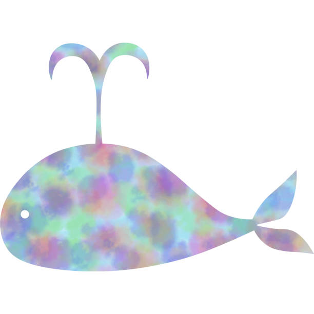 istock Clip art of the image of a whale icon with beautiful watercolor pattern. 2199070517
