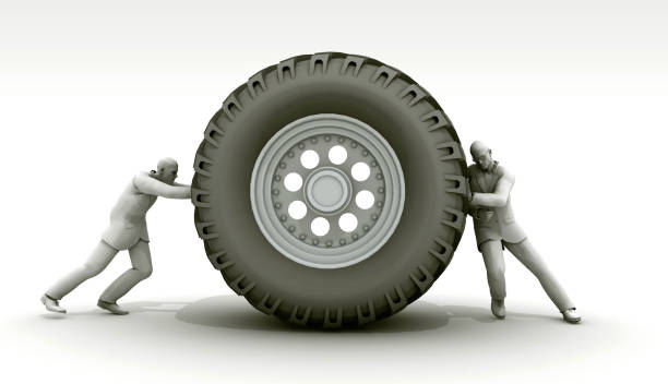 A cartoon illustration depicting the competition between two major automotive manufacturers. / You can see the animation movie of this image from my iStock video portfolio. Video number: 2198695540