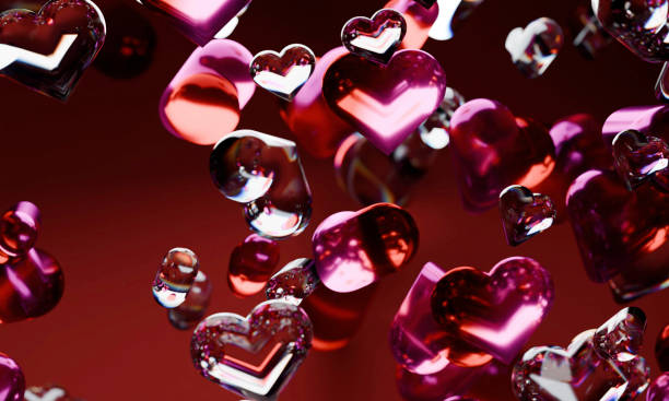 istock Floating Transparent Hearts Design in Red and Pink for Valentine's Aesthetic 2199081959