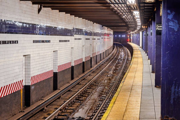 istock View down the tracks at an underground subway station in New York 2199082398