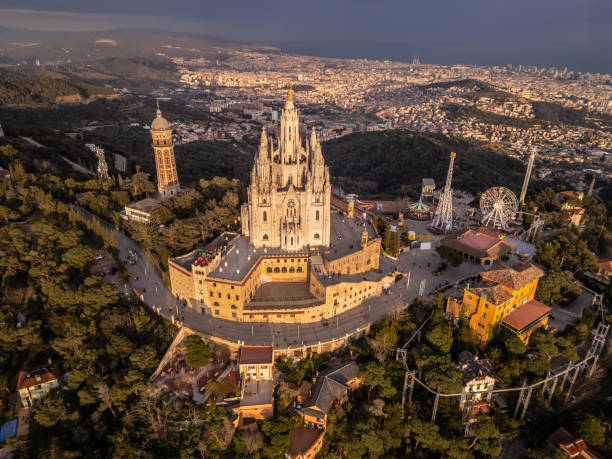Temple Expiatori del Sagrat Cor. It is located atop Tibidabo Mountain in Barcelona, Spain.