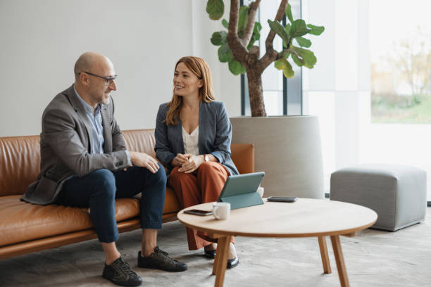 istock Business meeting between two professionals 2199083250