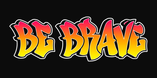 istock The phrase Be brave written in graffiti style typography with a vibrant color gradient and a white outline 2199085717