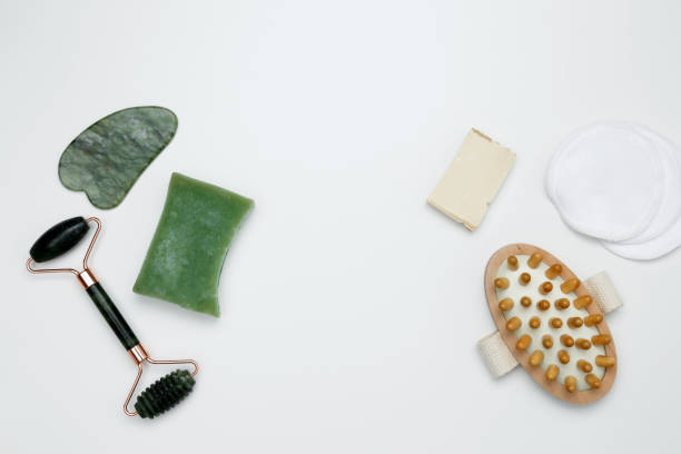 istock Eco-friendly beauty essentials, marble face roller, embodying a sustainable self-care concept 2199088312